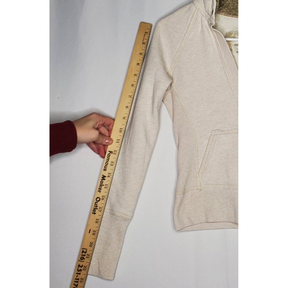 Abercrombie Fitch Hoodie Jacket Large Jrs Sherpa-Lined Cream V-Neck Moose Logo - Picture 7 of 9